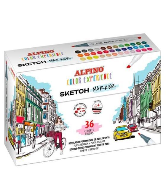 Alpino rotuladores sketch marker color experience doble punta estuche 36 c/surtidos