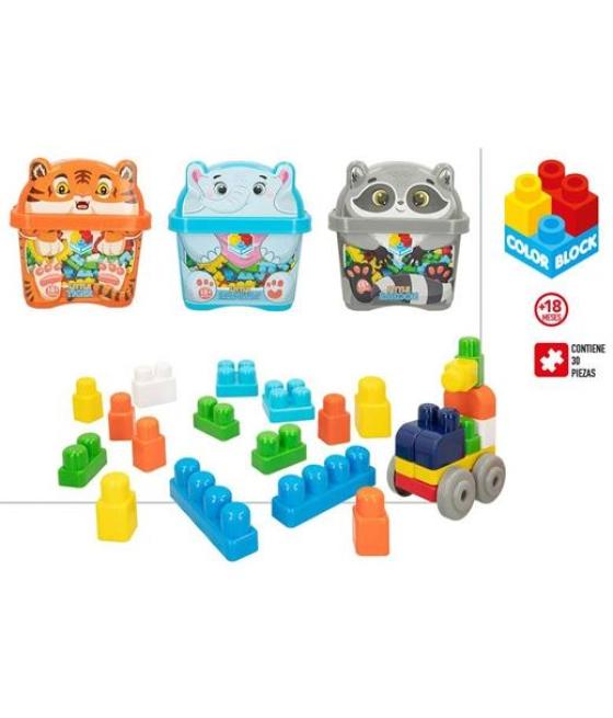 Colorbaby color blocks-cubo 30 bloques animales 3/s +18 meses