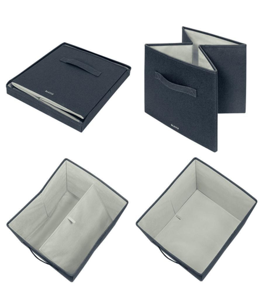 Caja de almacénaje leitz tela con tapa l dos piezas gris