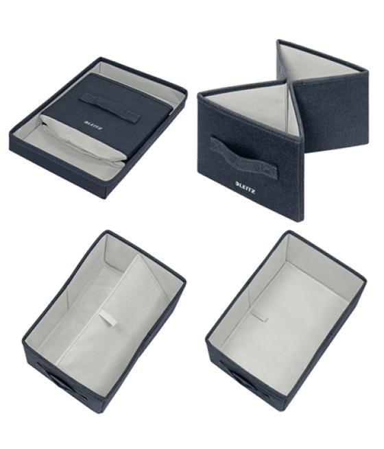 Caja de almacénaje leitz tela con tapa s dos piezas gris