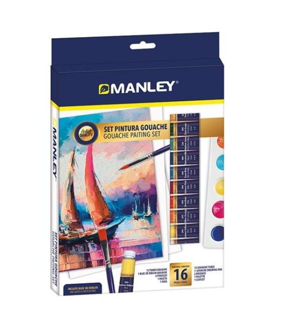 Manley set pintura gouache set 16 piezas c/surtidos