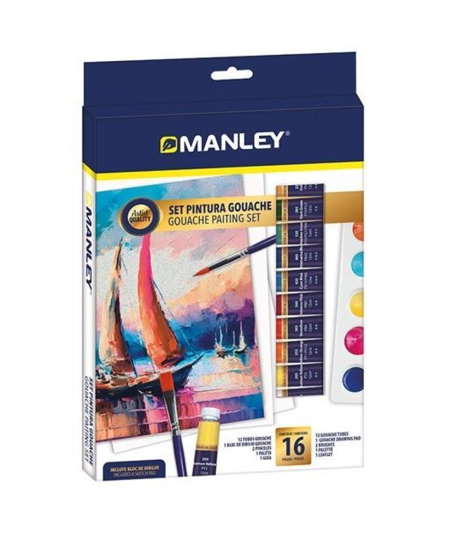 Manley set pintura gouache set 16 piezas c/surtidos