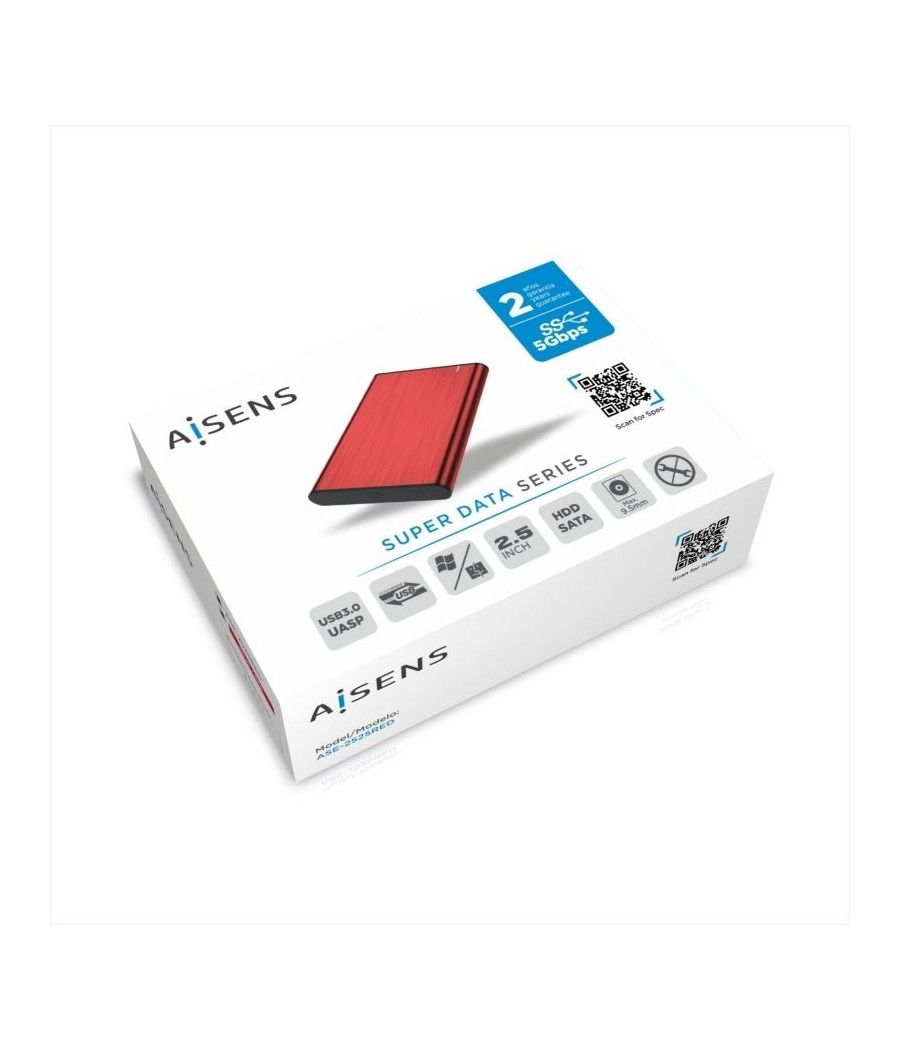 Caja Externa para Disco Duro de 2.5' Aisens ASE-2525RED/ USB 3.1/ Sin tornillos - Imagen 4