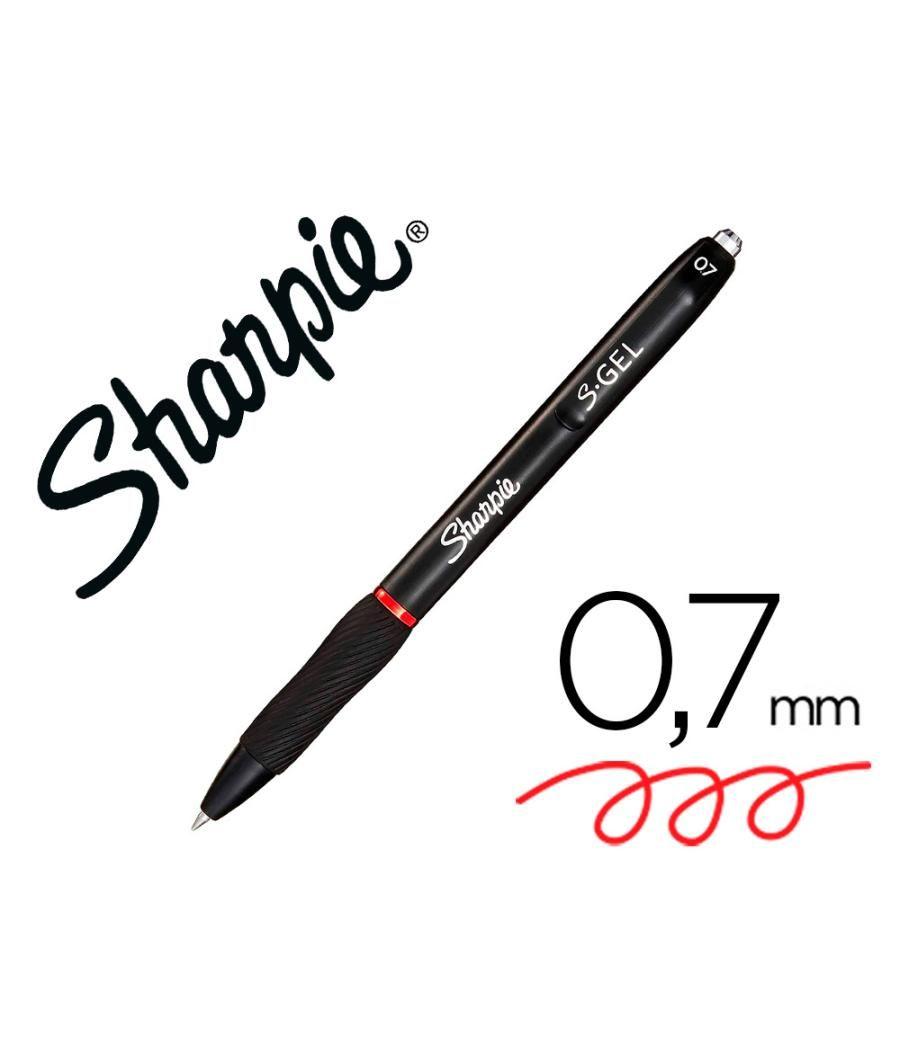 Bolígrafo sharpie retráctil tinta gel punta 0,7 mm color rojo