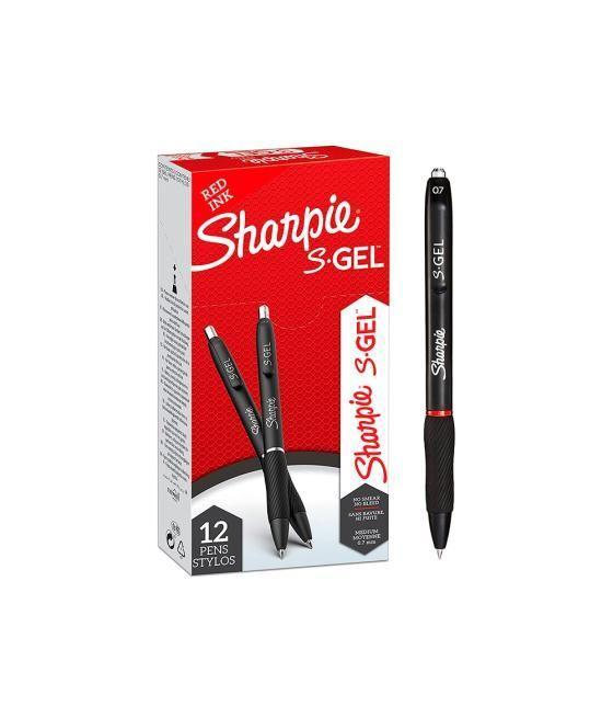 Bolígrafo sharpie retráctil tinta gel punta 0,7 mm color rojo