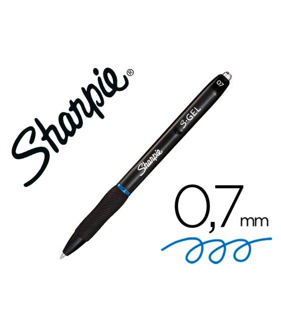 Bolígrafo sharpie retráctil tinta gel punta 0,7 mm color azul