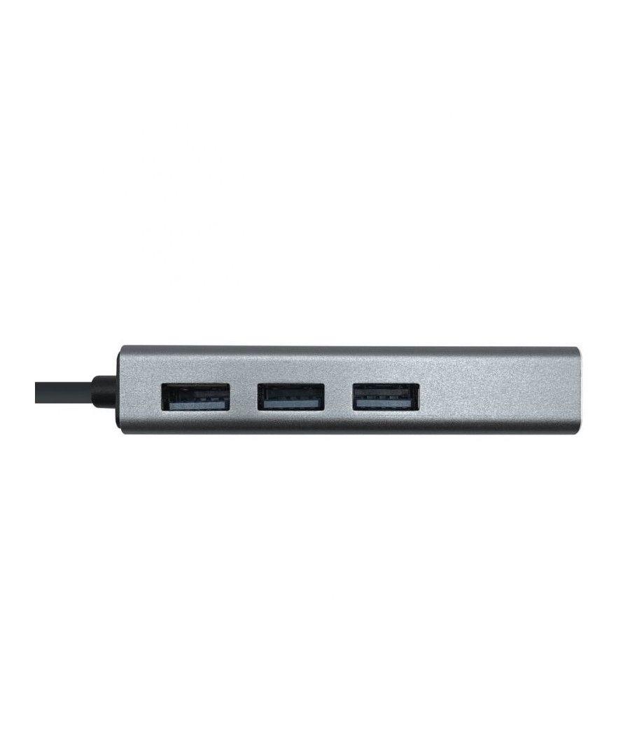 Hub USB 3.0 Aisens A106-0401/ 3 Puertos USB/ 1 RJ45/ Gris - Imagen 3