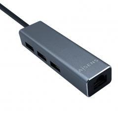 Hub USB 3.0 Tipo-C Aisens A109-0396/ 3 Puertos USB/ 1 RJ45/ Gris - Imagen 1