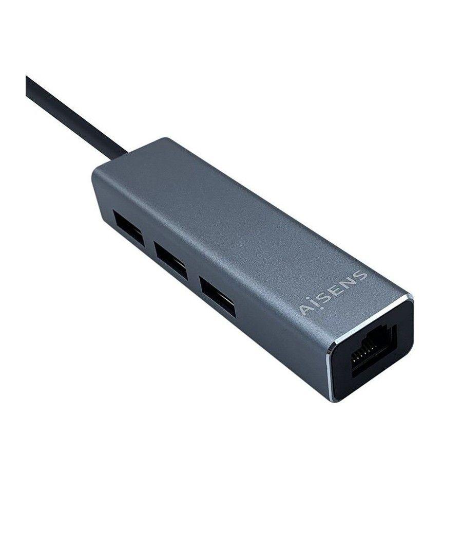 Hub USB 3.0 Tipo-C Aisens A109-0396/ 3 Puertos USB/ 1 RJ45/ Gris - Imagen 1