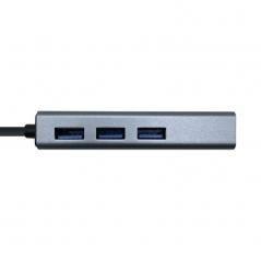 Hub USB 3.0 Tipo-C Aisens A109-0396/ 3 Puertos USB/ 1 RJ45/ Gris - Imagen 2