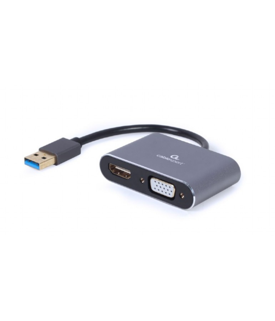 Adaptador de pantalla gembird usb a hdmi , vga, gris espacial