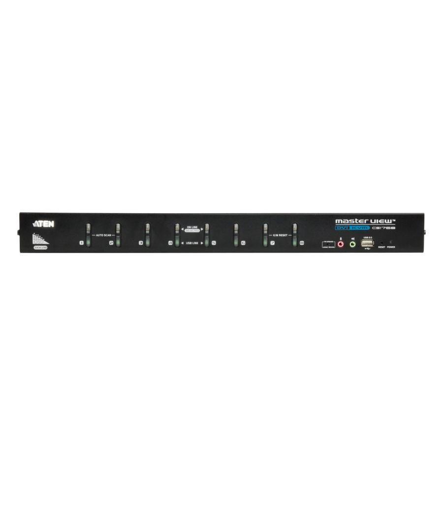 Aten switch 8-port usb dvi kvm with usb peripheral support, audio and broadcast mode (cs1768-ata-g)