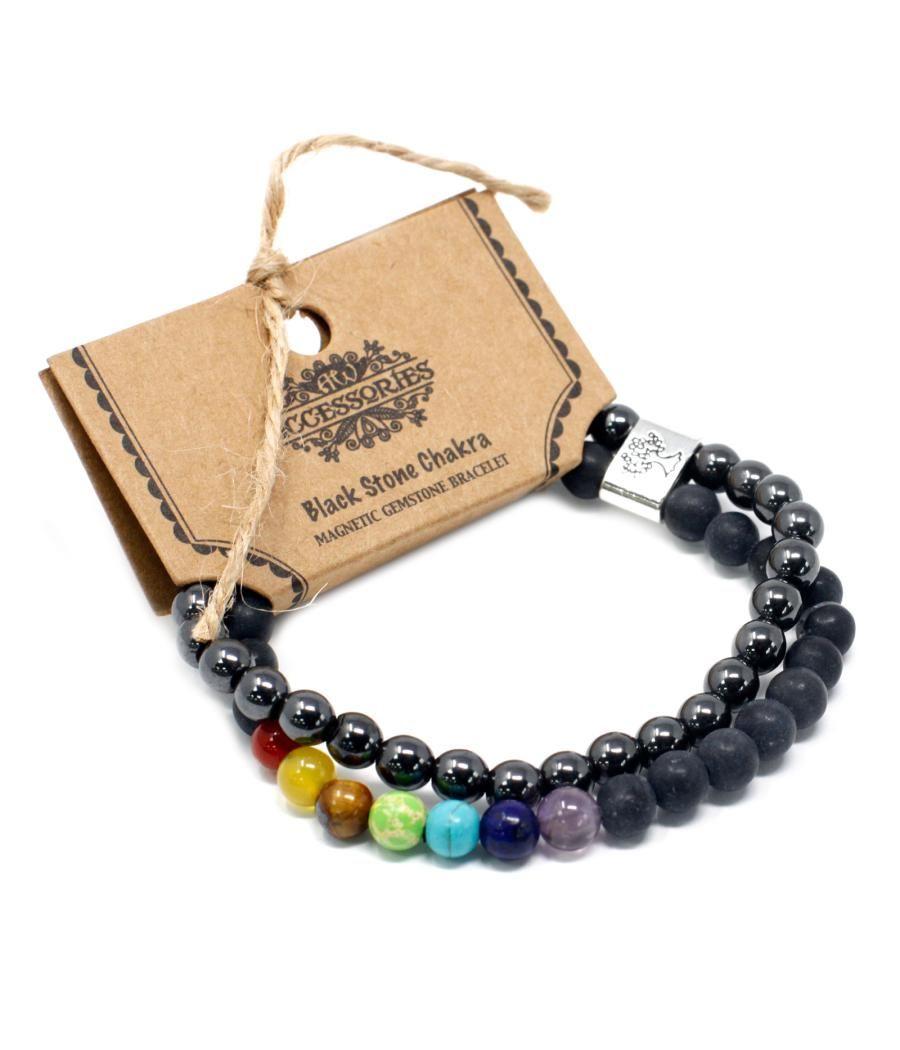 Pulsera de Piedras Preciosas Magnéticas - Chakra Piedra Negra