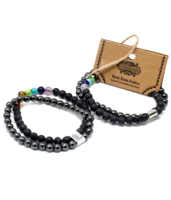 Pulsera de Piedras Preciosas Magnéticas - Chakra Piedra Negra