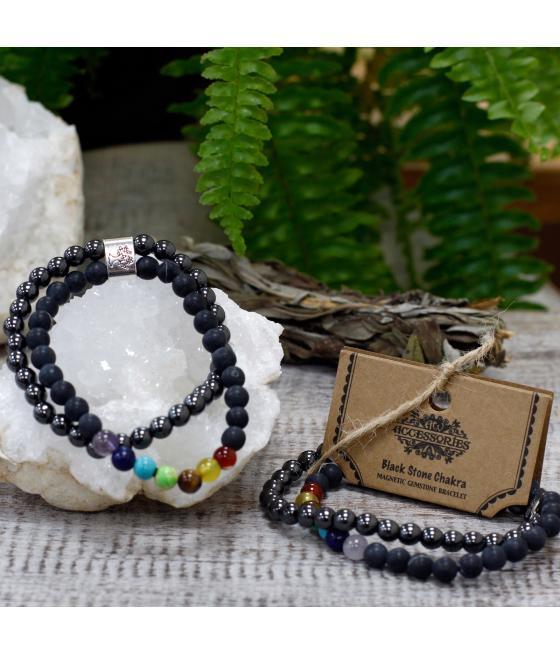 Pulsera de Piedras Preciosas Magnéticas - Chakra Piedra Negra