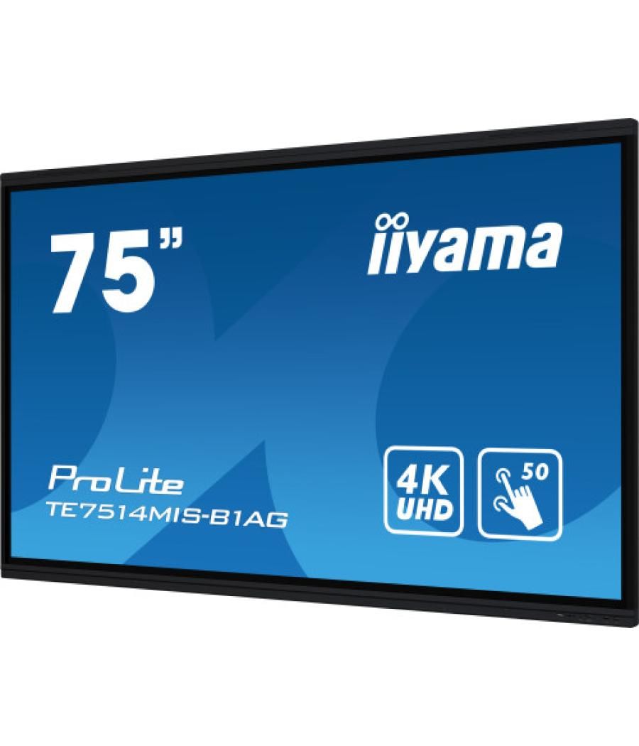 Iiyama te7514mis-b1ag pantalla de señalización panel plano interactivo 190,5 cm (75") lcd wifi 435 cd / m² 4k ultra hd negro pan