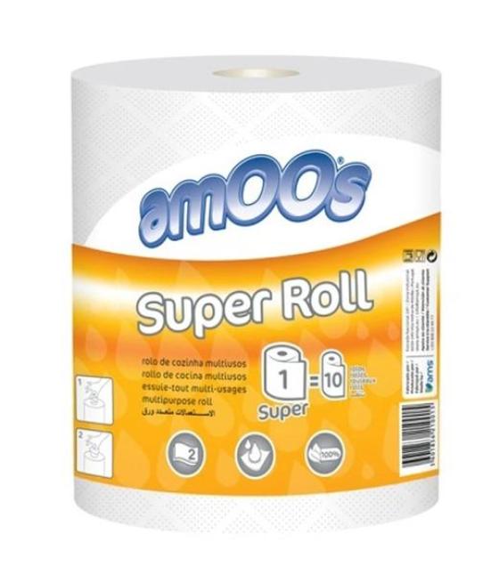 Amoos papel de cocina super roll 2c multiusos rollo 91m blanco