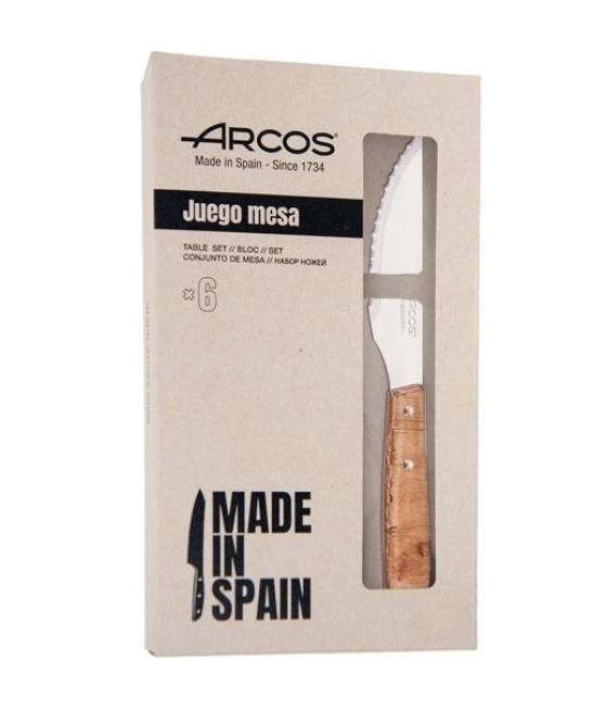 Arcos cuchillo chuletero mango de madera chopo juego de 6 piezas