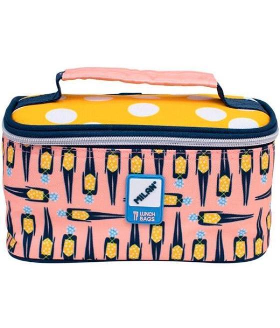 Milan bolsa isotérmica porta alimentos serie especial swins 2 con 1 recipiente 1,5l rosa/amarillo