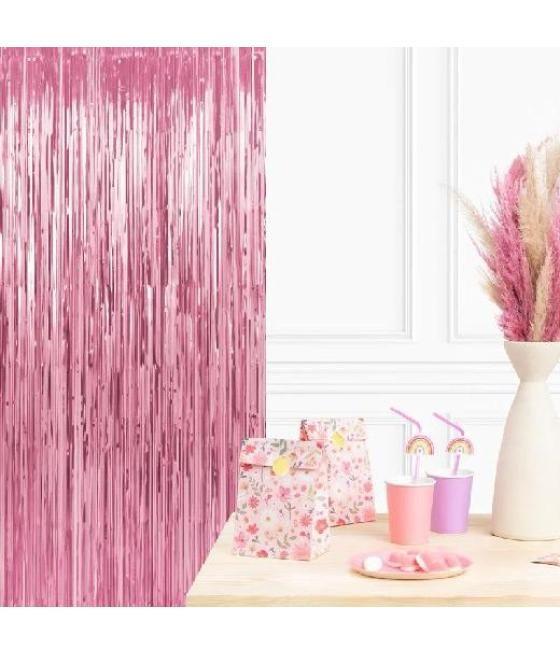 Oh yeah cortina decorativa 0,90x2,40m metalizada rosa pastel
