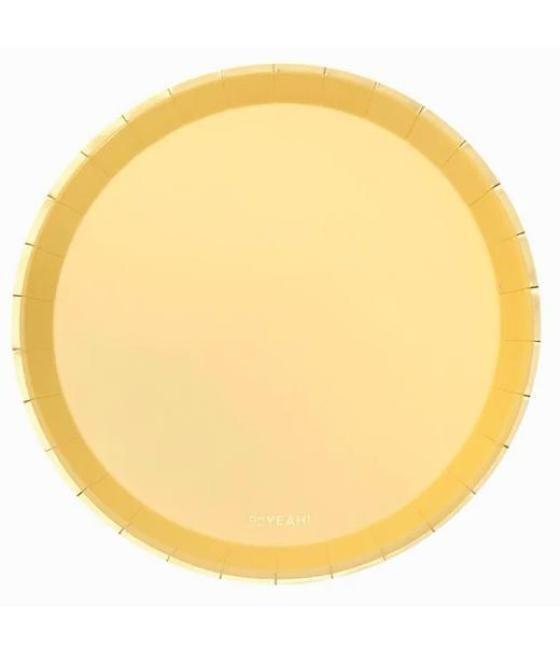 Oh yeah plato llano metlaizado ø20.5cm amarillo pastel pack 8u