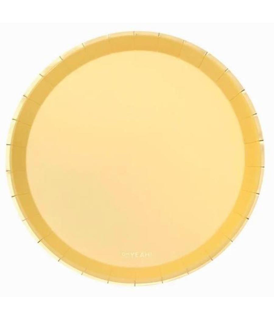 Oh yeah plato llano metlaizado ø17cm amarillo pastel pack 10u