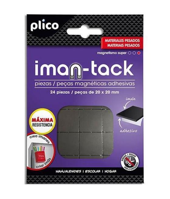 Plico piezas magnéticas iman-tack adhesivas pre-cortadas máxima resistencia 2x2cm -pack 24 piezas-