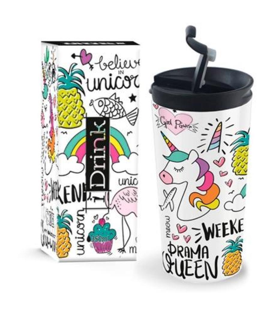 I-drink taza isotérmica 350ml a/inoxidable doble pared unicornio