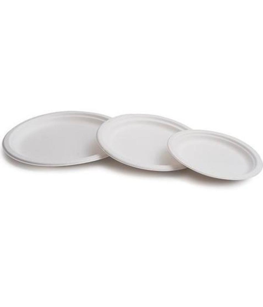 Plato caña de azúcar 22,5cm biodegradable blanco pack 50