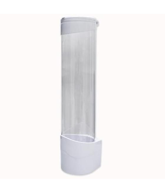 Dispensador de vasos desechables diámetro 6 a 9cm plástico blanco transparente