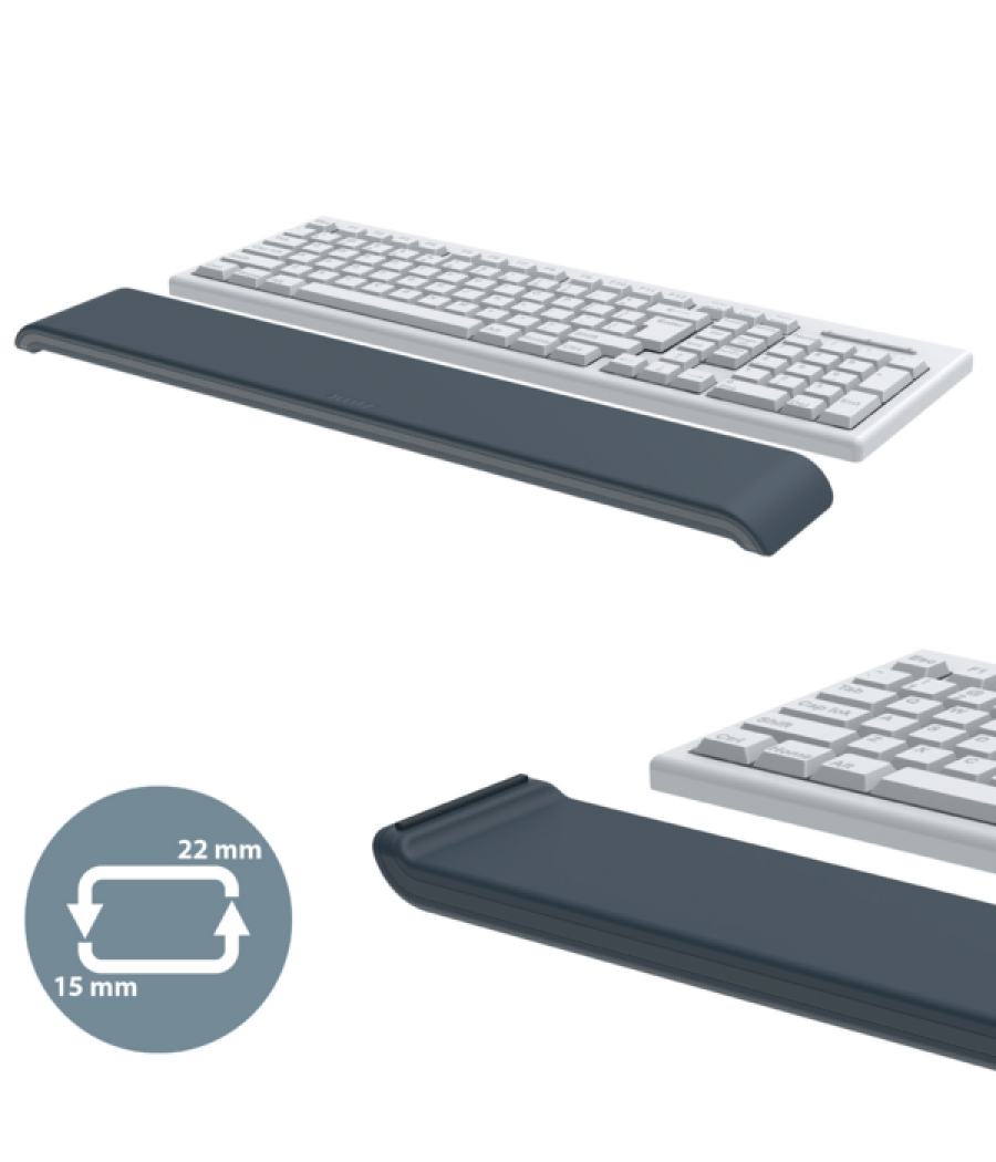 Reposamuñecas ajustable para teclado gris oscuro ergo leitz 65230089