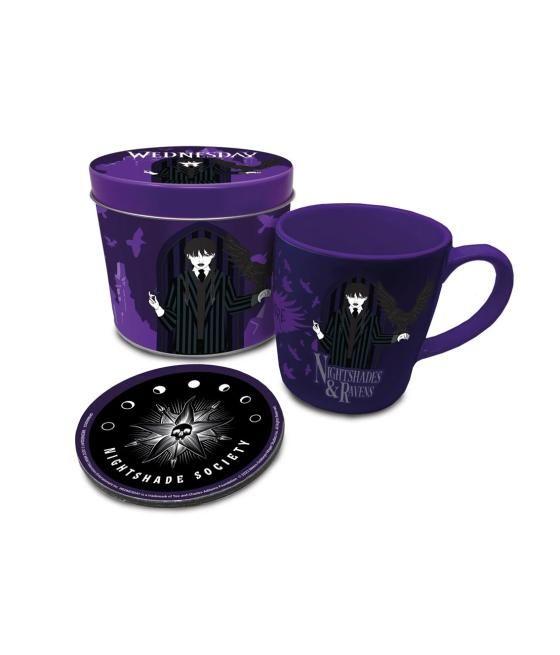 Set de taza posavasos + lata pyramid wednesday addams