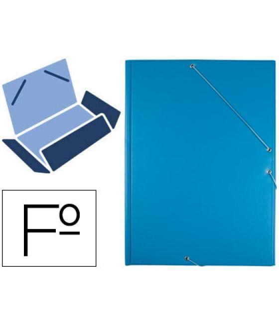 Carpeta liderpapel gomas folio 3 solapas cartón forrado pvc azul