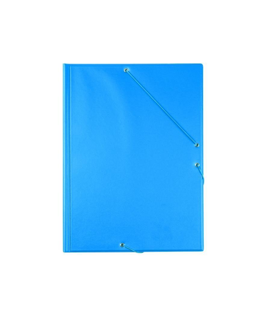 Carpeta liderpapel gomas folio 3 solapas cartón forrado pvc azul