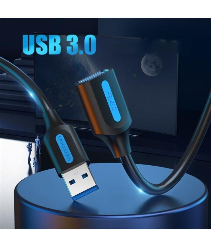 Cable alargador usb 3.0 vention cbhbf/ usb macho - usb hembra/ 1m/ negro