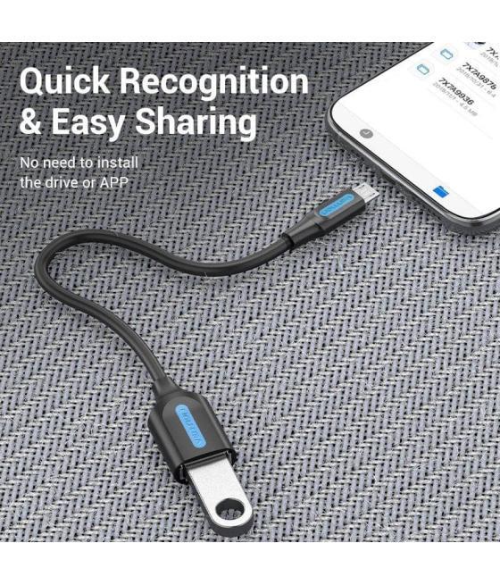 Cable usb 2.0 vention ccubb/ microusb macho - usb hembra/ 15cm/ negro