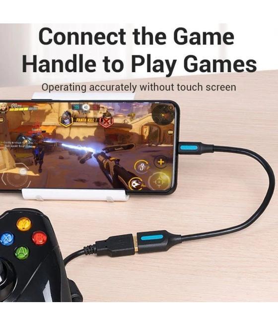 Cable usb 2.0 vention ccubb/ microusb macho - usb hembra/ 15cm/ negro