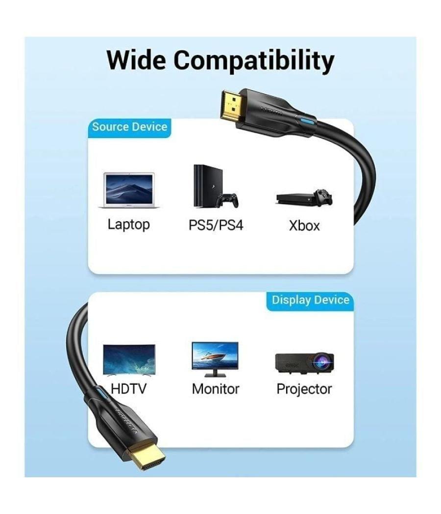 Cable hdmi 2.1 8k vention aanbg/ hdmi macho - hdmi macho/ 1.5m/ negro