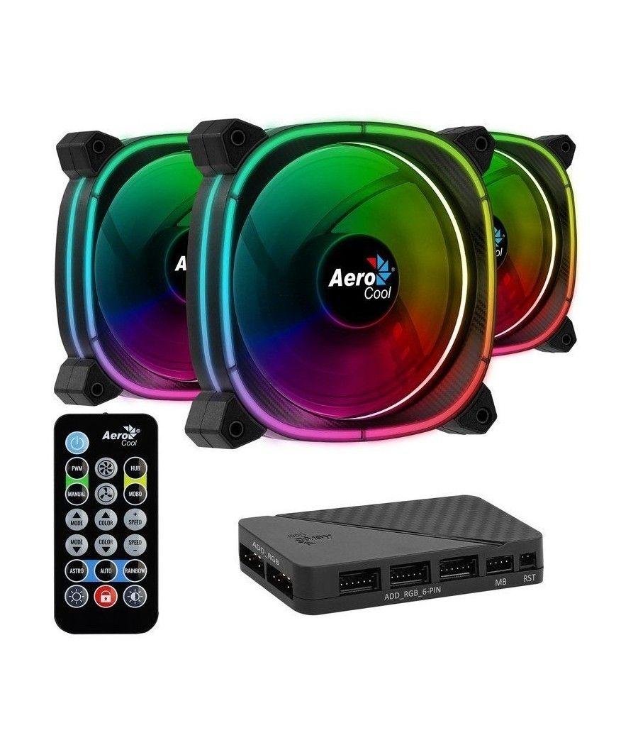 Pack 3 Ventiladores Aerocool Astro 12 Pro/ 12cm + H66F HUB + Mando a Distancia - Imagen 1