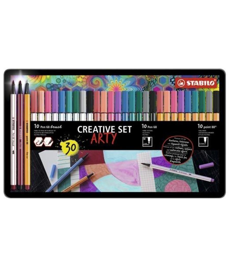 Stabilo rotuladores creative set arty estuche de metal 30 c/surtidos