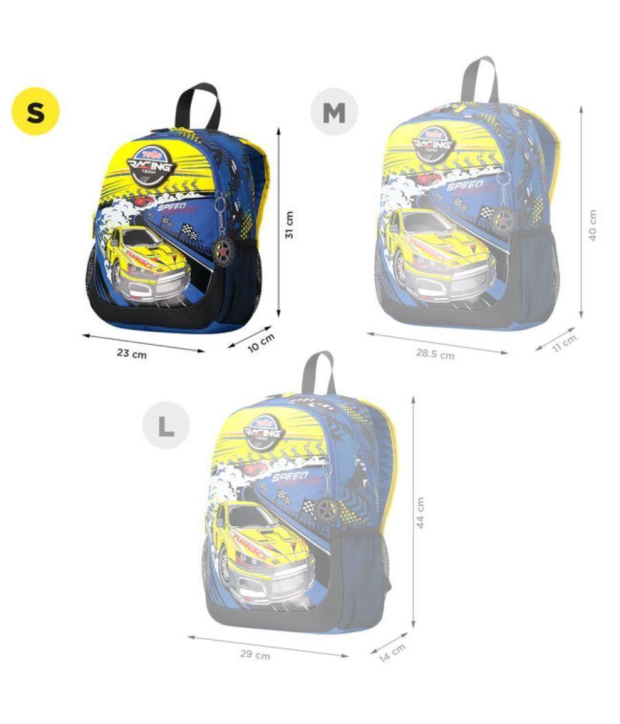 Mochila escolar pequeña de carreras de coches totto mj04vlc001-2310-6j7s