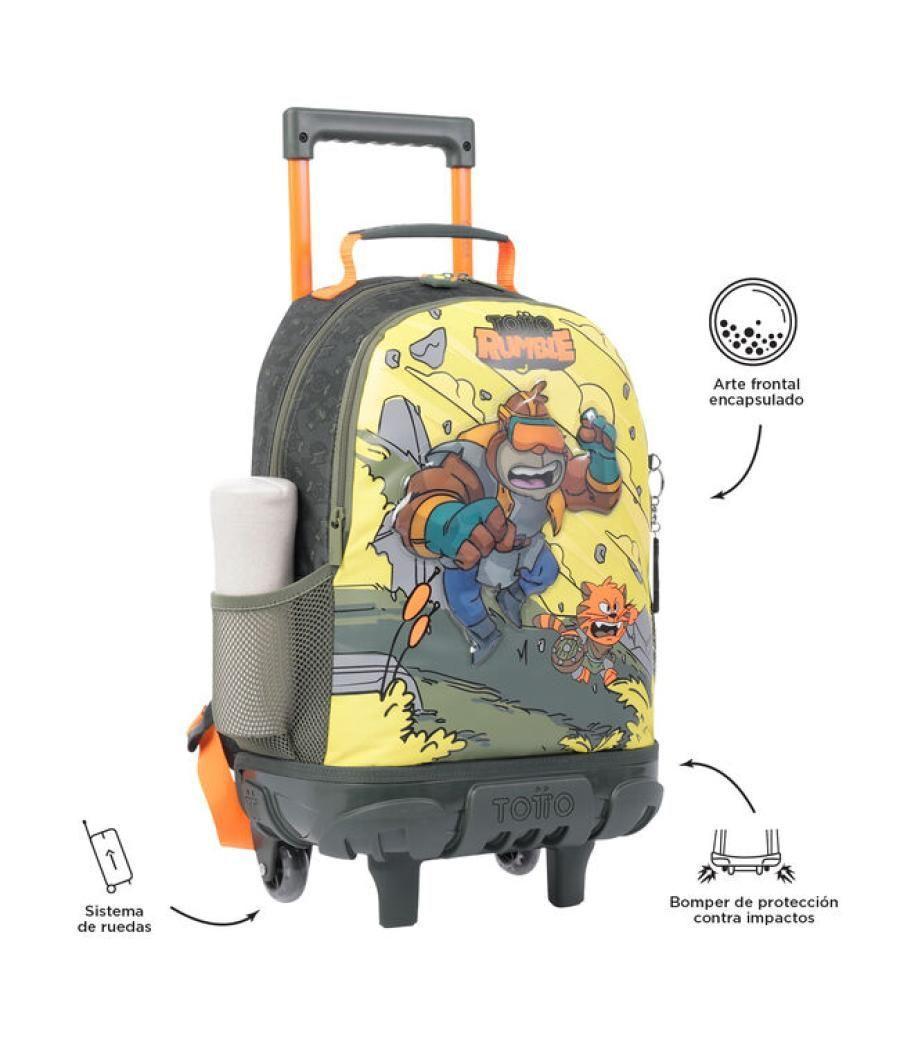 Mochila escolar con ruedas mediana de cartoons totto mj03bwm005-2310-4djm