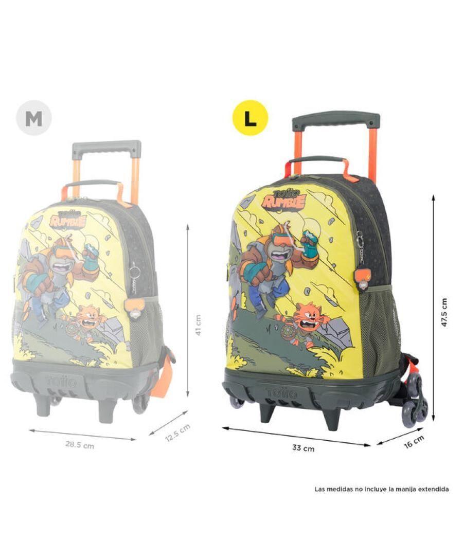 Mochila escolar con ruedas grande de cartoons totto mj03bwm003-2310-4djl