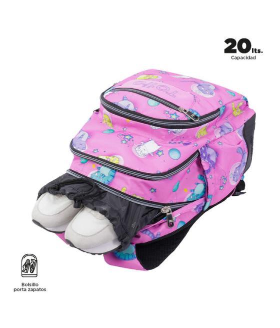 Mochila escolar gatos astronautas totto ma04eco029-2310n-9i9