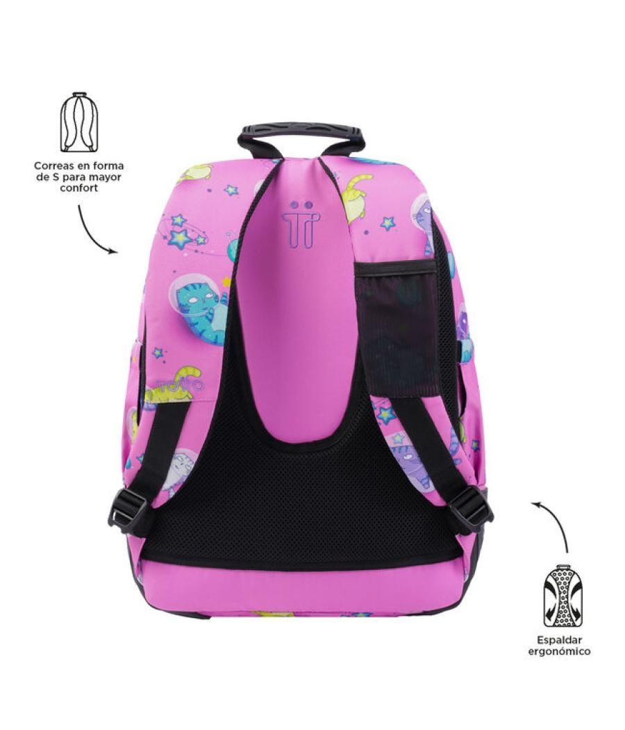 Mochila escolar gatos astronautas totto ma04eco029-2310n-9i9