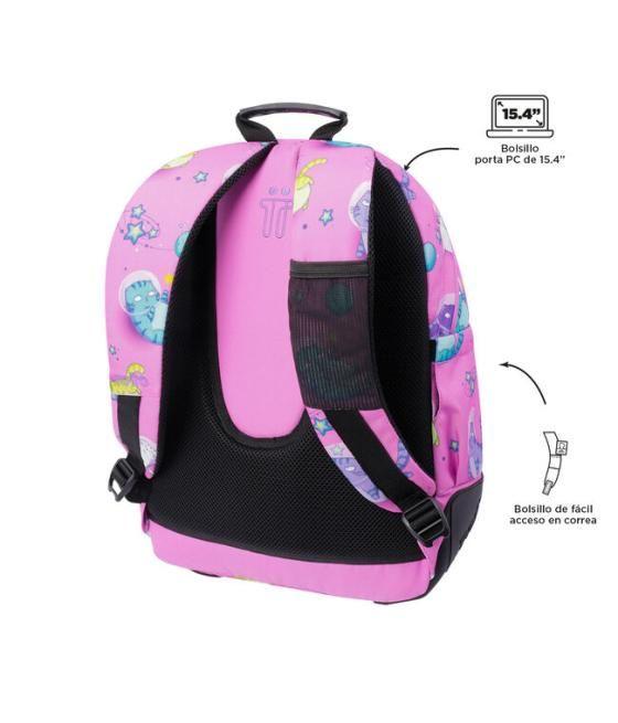 Mochila escolar gatos astronautas totto ma04eco029-2310n-9i9