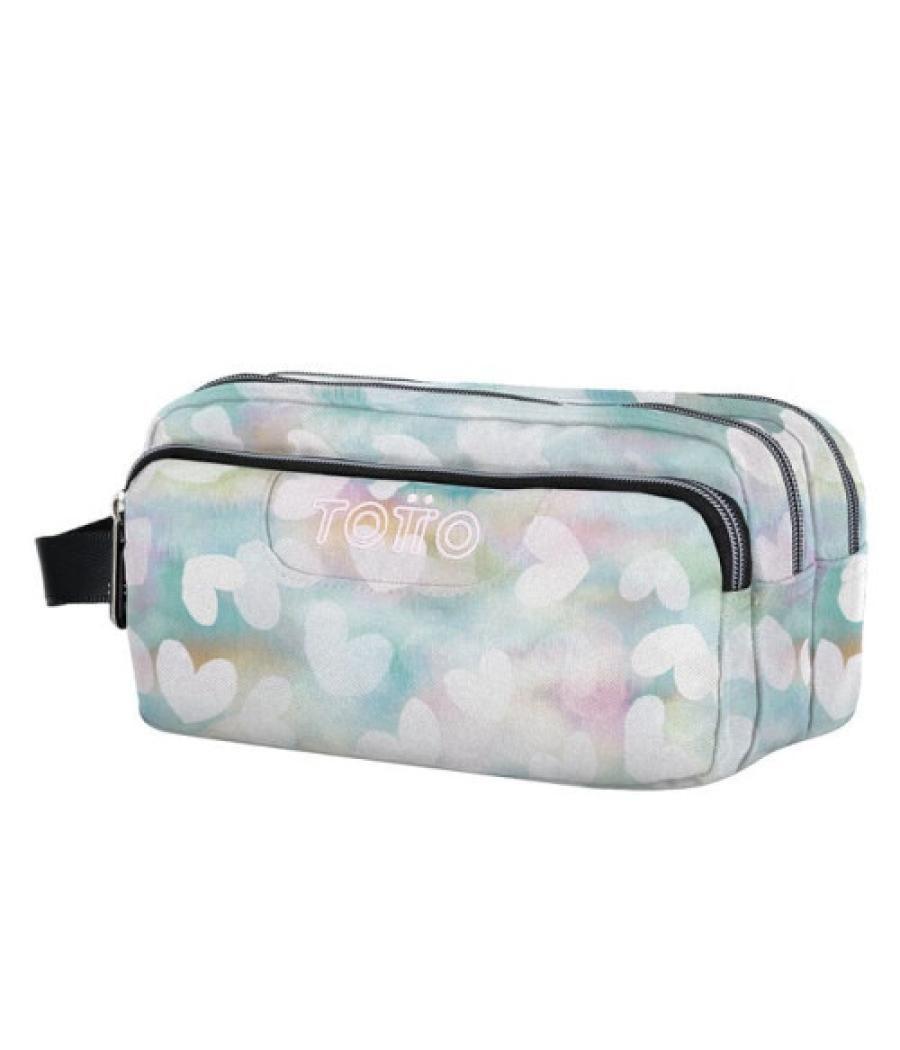 Estuche escolar tres compartimentos corazones pastel totto ac52eco009-2311z-4hx