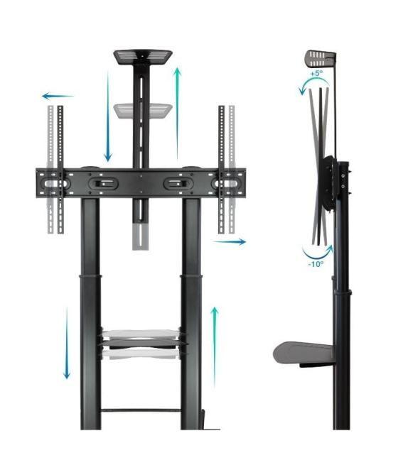 Soporte de pie inclinable/nivelable con ruedas tooq fs20404hm-b para tv de 60-100'/ hasta 100kg
