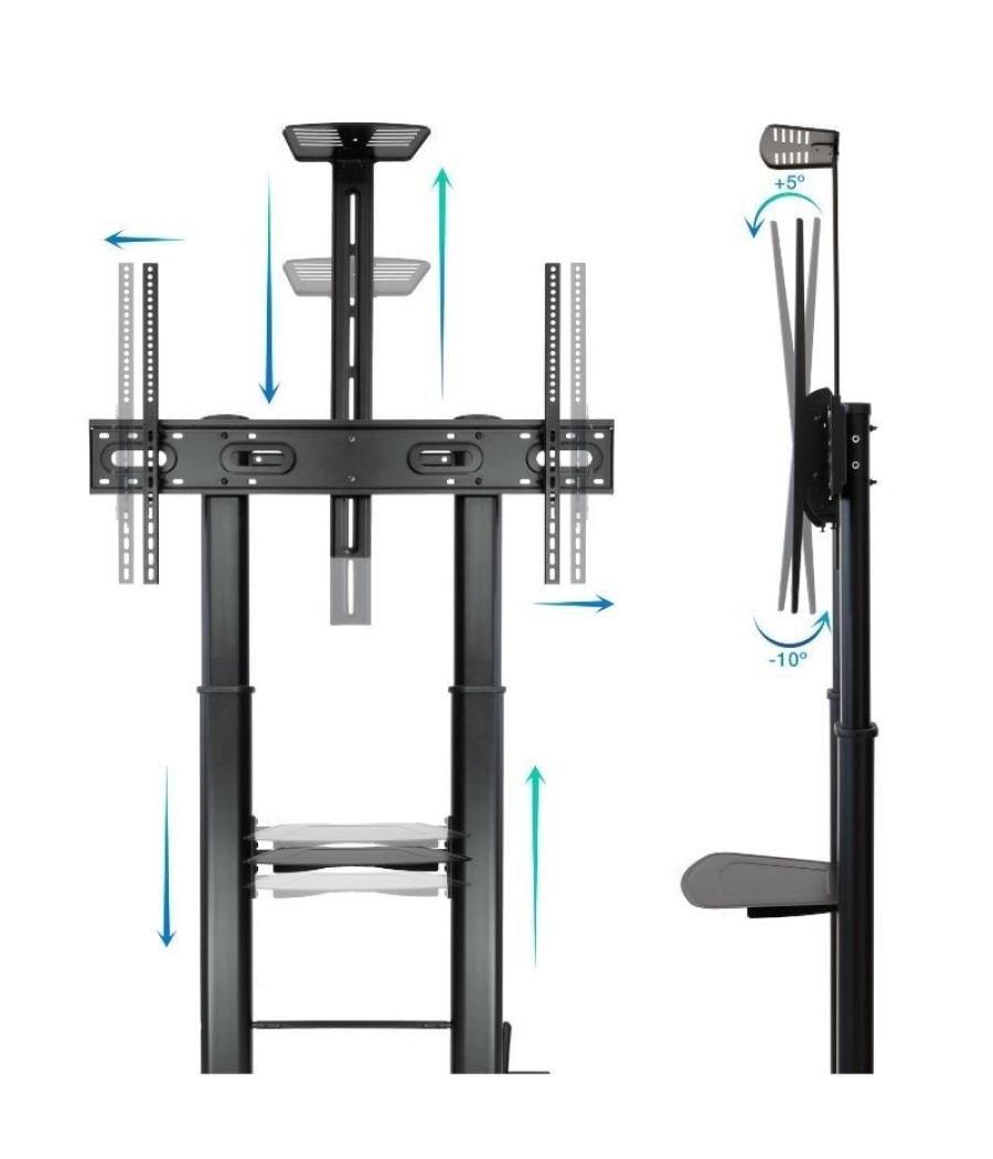 Soporte de pie inclinable/nivelable con ruedas tooq fs20404hm-b para tv de 60-100'/ hasta 100kg
