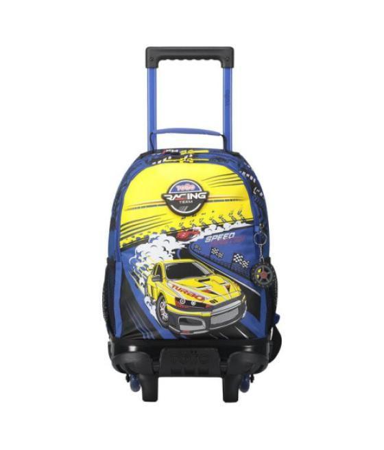 Mochila escolar con ruedas mediana de carreras de coches totto mj03vlc005-2310-6j7m